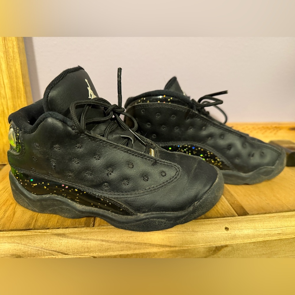 Kids Black Glitter Sneakers